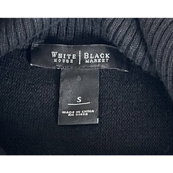 White House Black Market Womens Oversize S Black Side Button Asym Collar Sweater - Picture 4 of 8